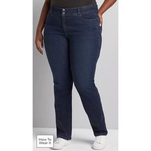 Lane Bryant Tighter Tummy Fit High-Rise Straight Jean - Dark Wash Size 14